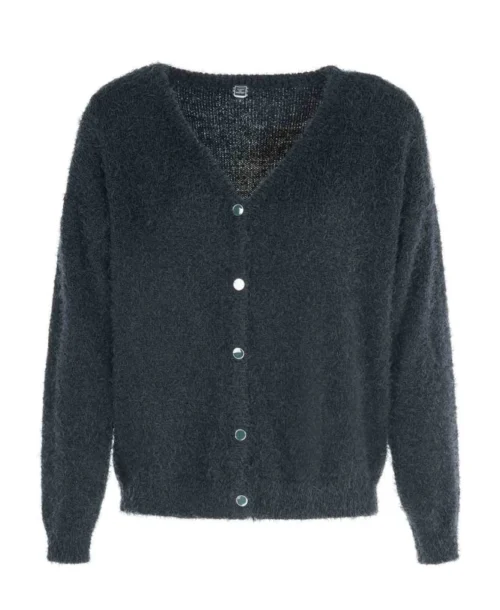 Gilet Poils Longs Bleu Nuit Femme