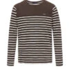Marinière Manches Longues Homme Marron/blanc -Vetements Simples Magasin prod 4478 mariniere ml fond chocolat raye naturel calunque 666x812 fc7ea0111e0b