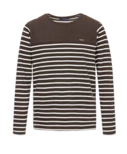 Marinière Manches Longues Homme Marron/blanc