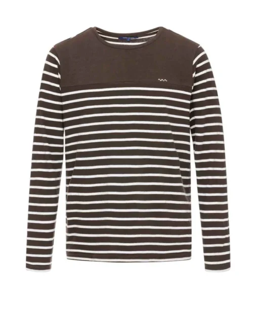 Marinière Manches Longues Homme Marron/blanc