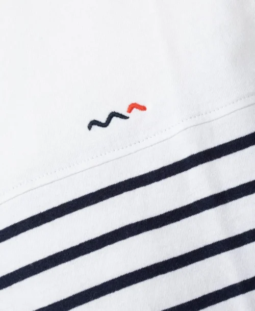 Marinière Manches Courtes Homme Fond Blanc Rayé Bleu Marine -Vetements Simples Magasin prod 4562 mariniere mc fond blanc raye indigo gaspar 666x812 fc7ea0111e0b