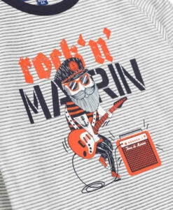 T-shirt Imprimé Garçon à Rayures -Vetements Simples Magasin prod 4661 tee shirt ml fond naturel raye indigo caridos 666x812 fc7ea0111e0b