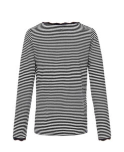 T-shirt Rayé Blanc-indigo Col V Femme -Vetements Simples Magasin prod 4704 tee shirt ml fond naturel raye indigo raies 666x812 fc7ea0111e0b