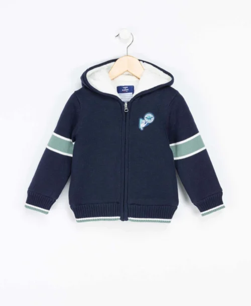 Veste Tricot Bleu Marine Doublée Polaire Garçon