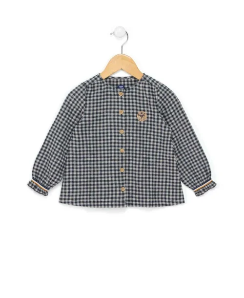 Blouse Manches Longues à Carreaux Fille