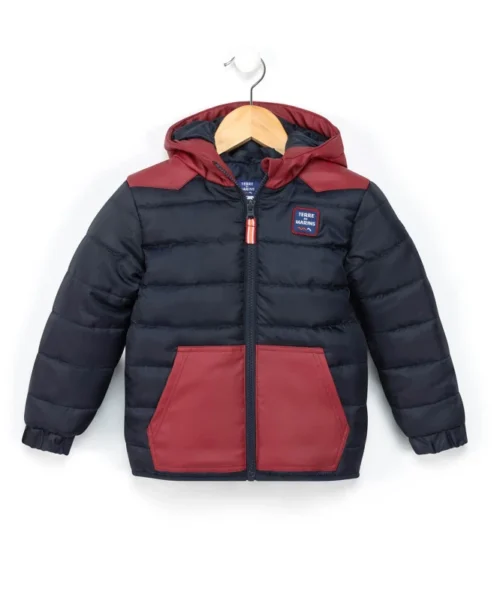 Doudoune à Capuche Garçon Bleu Marine/rouge