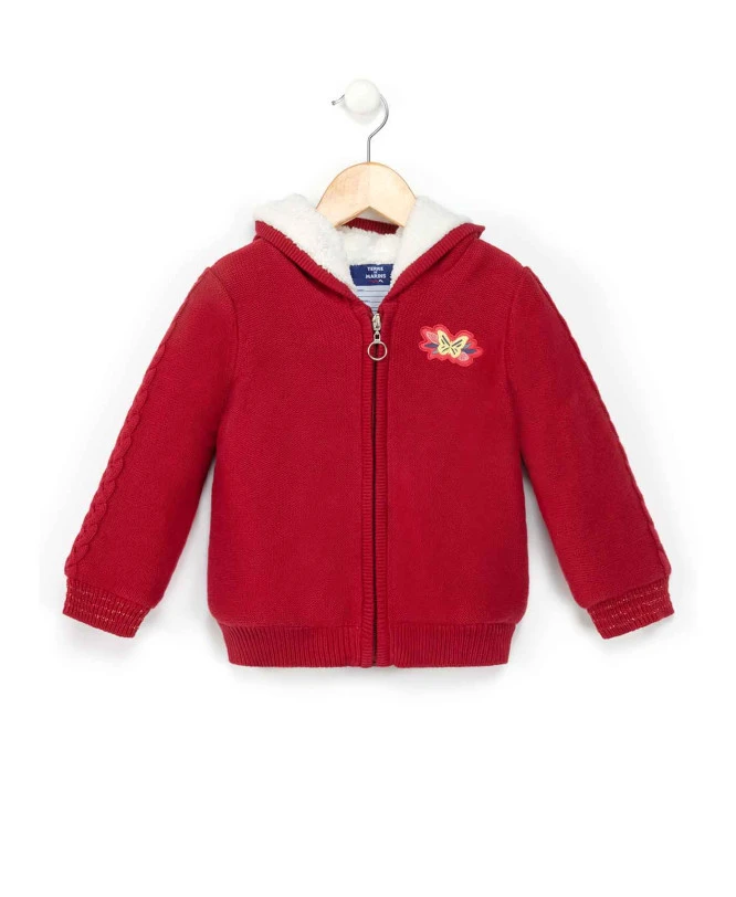 Veste Tricot Zippée Rose Framboise Fille 3 Veste Tricot Zippée Rose Framboise Fille