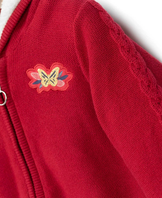 Veste Tricot Zippée Rose Framboise Fille 5 Veste Tricot Zippée Rose Framboise Fille – Image 3