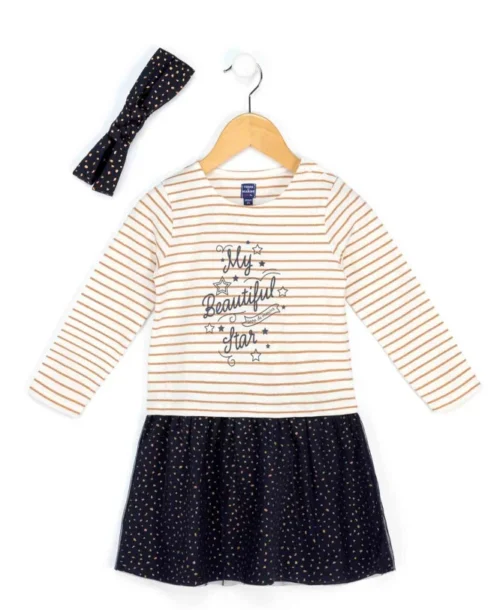 Robe Fille Effet 2 En 1 + Bandeau