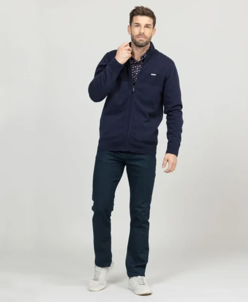 Gilet Zippé Bleu Marine Homme