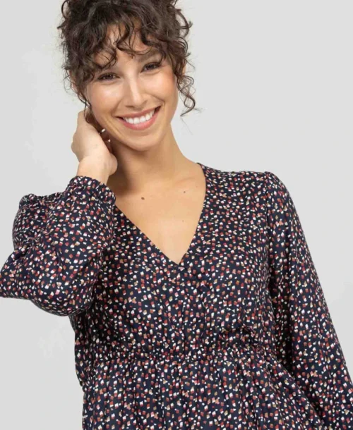 Robe Courte Imprimé Manches Longues Femme -Vetements Simples Magasin prod 5267 robe ml imprime multico bely 666x812 fc7ea0111e0b