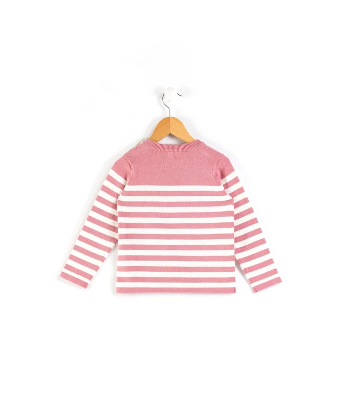 Pull Marin Rose Et Blanc Fille 4 Pull Marin Rose Et Blanc Fille – Image 2