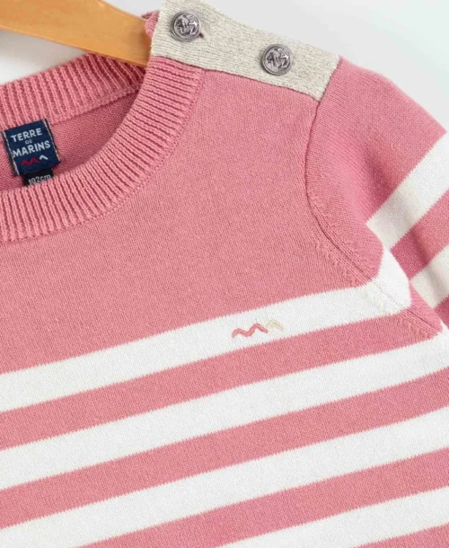 Pull Marin Rose Et Blanc Fille -Vetements Simples Magasin prod 5293 pull fond rose raye blanc bolaba 666x812 fc7ea0111e0b
