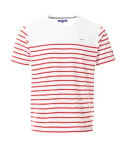 Marinière Manches Courtes Homme Blanc/rouge
