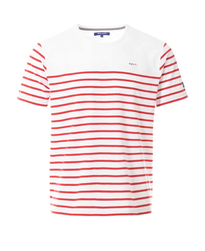 Marinière Manches Courtes Homme Blanc/rouge 3 Marinière Manches Courtes Homme Blanc/rouge