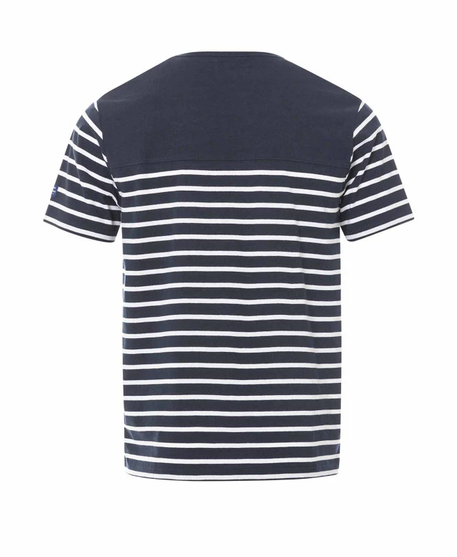 Marinière Manches Courtes Homme Fond Bleu Marine Rayé Blanc 4 Marinière Manches Courtes Homme Fond Bleu Marine Rayé Blanc – Image 2