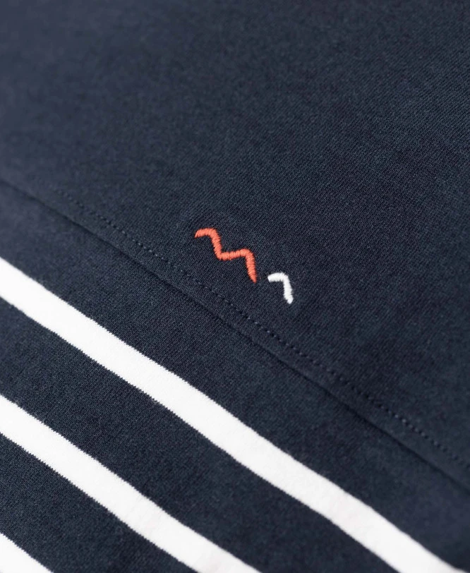 Marinière Manches Courtes Homme Fond Bleu Marine Rayé Blanc 5 Marinière Manches Courtes Homme Fond Bleu Marine Rayé Blanc – Image 3