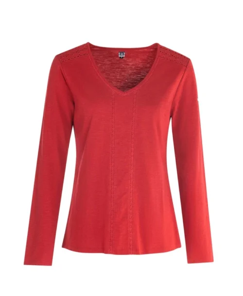 T-shirt Rouge Manches Longues Femme