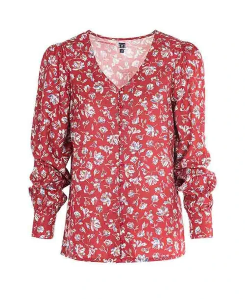 Chemise Rouge Imprimé Floral Femme