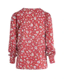 Chemise Rouge Imprimé Floral Femme -Vetements Simples Magasin prod 585 chemise chemisier ml imprime rouge flana 666x812 fc7ea0111e0b