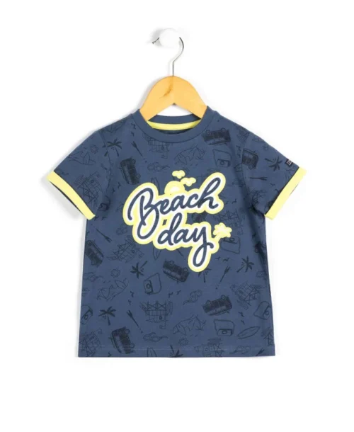 TEE SHIRT MC IMPRIME BLEU ARDOISE EVAZI