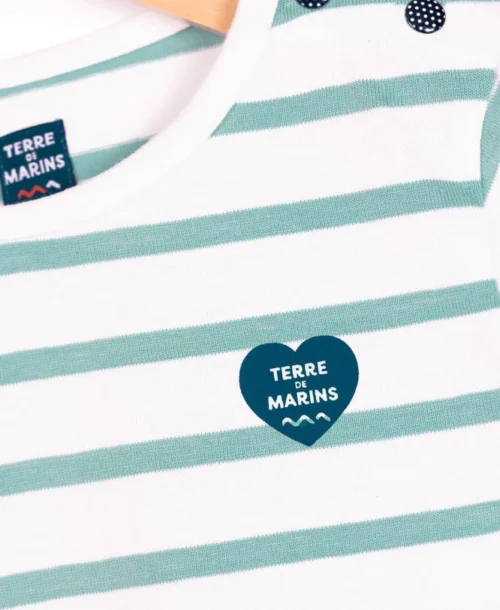 MARINIERE ML FD NATUREL RAYE VERT D'EAU POBATI -Vetements Simples Magasin prod 5884 mariniere ml fd naturel raye vert d eau pobati 666x812 fc7ea0111e0b