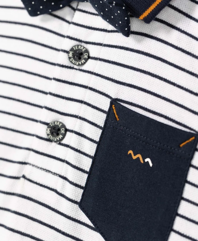 POLO MC FOND BLANC RAYE BLEU CARNO 5 POLO MC FOND BLANC RAYE BLEU CARNO – Image 3