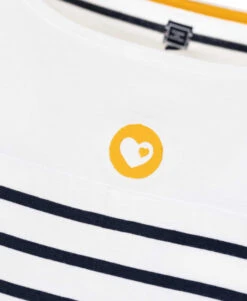 Marinière De Grossesse manches 3/4 Fond Blanc Femme -Vetements Simples Magasin prod 5917 tee shirt m3 4 fond blanc raye indigo matma 666x812 fc7ea0111e0b