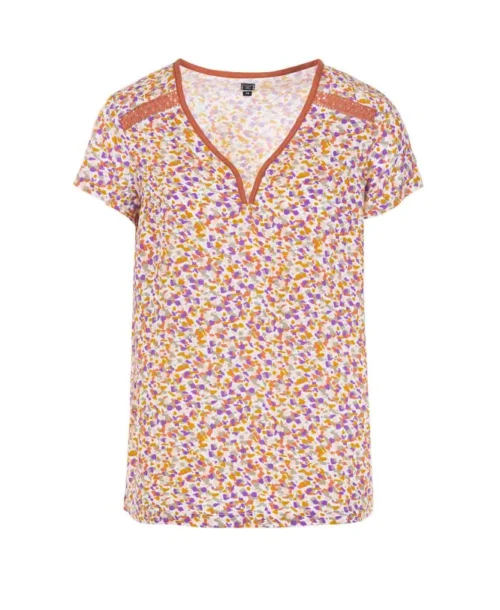 Blouse Manches Courtes Imprimé Rouge Femme