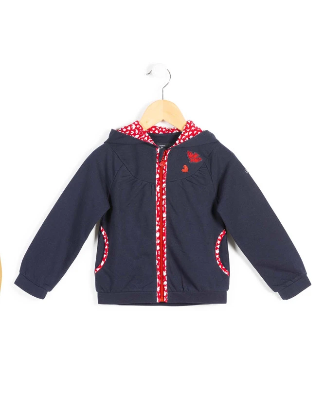 Veste à Capuche "coeurs" Bleu Marine Fille 3 Veste à Capuche "coeurs" Bleu Marine Fille