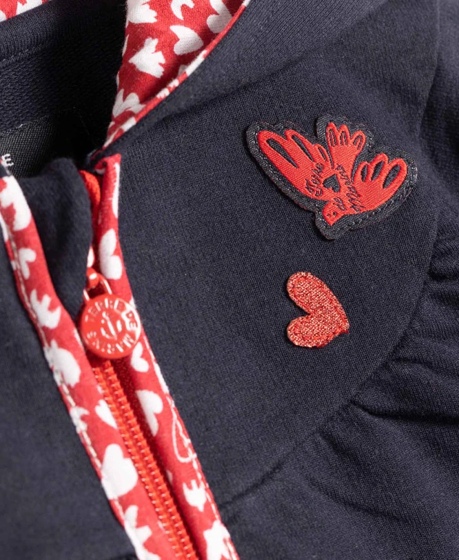 Veste à Capuche "coeurs" Bleu Marine Fille 5 Veste à Capuche "coeurs" Bleu Marine Fille – Image 3