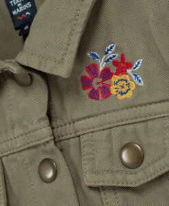 Veste Fille En Jean Kaki Avec Fleurs Brodées -Vetements Simples Magasin prod 6218 veste ml kaki clair cotine 666x812 fc7ea0111e0b