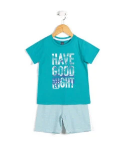 Ensemble Pyjama Vert émeraude Garçon T-shirt + Short