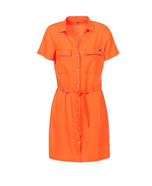 Robe Manches Courtes Vermillon Femme