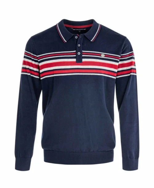 Pull Bleu Marine Homme Rayures Placées