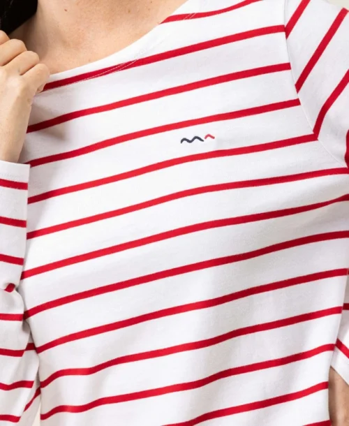 Marinière Manches Longues Femme Fond Blanc Rayé Rouge 9 Marinière Manches Longues Femme Fond Blanc Rayé Rouge -Vetements Simples Magasin prod 6584 mariniere ml fond blanc raye rouge pacage 666x812 fc7ea0111e0b