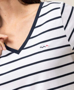 Marinière Manches Courtes Femme Fond Blanc Rayé Bleu Marine 9 Marinière Manches Courtes Femme Fond Blanc Rayé Bleu Marine -Vetements Simples Magasin prod 6587 mariniere mc fond blanc raye indigo palava 666x812 fc7ea0111e0b