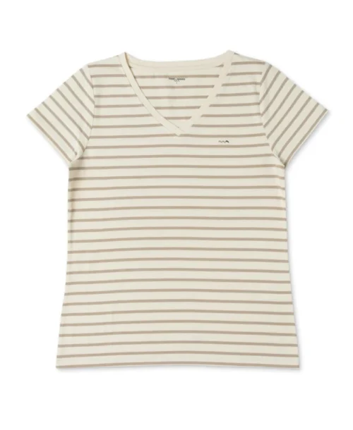 Marinière éco Conçue Femme Manches Courtes Grège/sable