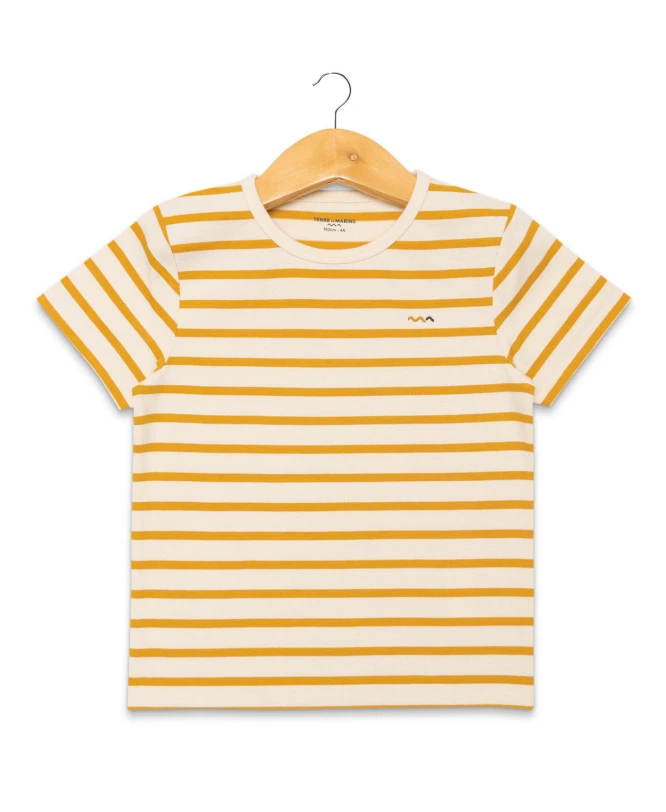Marinière Garçon Manches Courtes Fond Grège Rayé Jaune 3 Marinière Garçon Manches Courtes Fond Grège Rayé Jaune