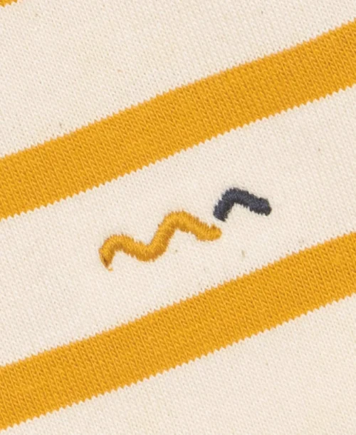 Marinière Garçon Manches Courtes Fond Grège Rayé Jaune -Vetements Simples Magasin prod 6615 mariniere mc fond grege raye jaune ecogark 666x812 fc7ea0111e0b