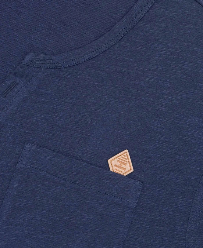 T-shirt Col Tunisien Bleu Marine Homme 7 T-shirt Col Tunisien Bleu Marine Homme – Image 5