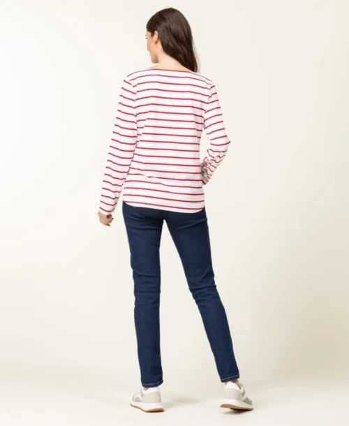 Marinière Manches Longues Femme Fond Blanc Rayé Rouge 11 Marinière Manches Longues Femme Fond Blanc Rayé Rouge -Vetements Simples Magasin prod 6655 mariniere ml fond blanc raye rouge pacage 666x812 fc7ea0111e0b