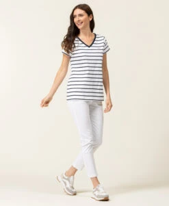 Marinière Manches Courtes Femme Fond Blanc Rayé Bleu Marine 10 Marinière Manches Courtes Femme Fond Blanc Rayé Bleu Marine -Vetements Simples Magasin prod 6680 mariniere mc fond blanc raye indigo palava 666x812 fc7ea0111e0b