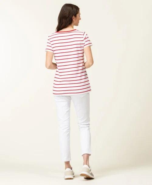Marinière Manches Courtes Femme Fond Blanc Rayé Rouge -Vetements Simples Magasin prod 6692 mariniere mc fond blanc raye rouge palava 666x812 fc7ea0111e0b