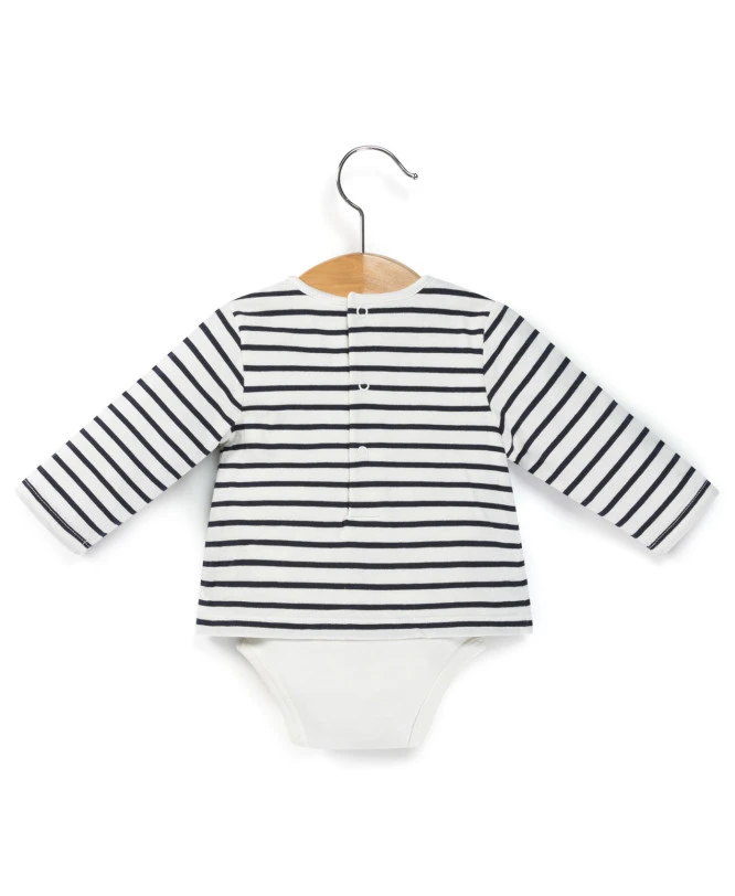 Body Marinière Bébé Fond Blanc Rayé Bleu Marine 4 Body Marinière Bébé Fond Blanc Rayé Bleu Marine – Image 2