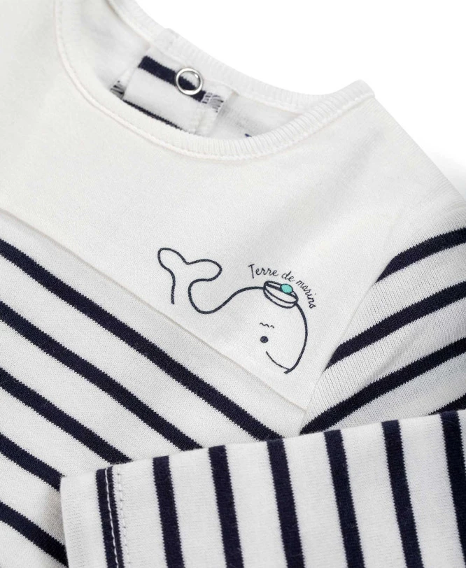 Body Marinière Bébé Fond Blanc Rayé Bleu Marine 5 Body Marinière Bébé Fond Blanc Rayé Bleu Marine – Image 3