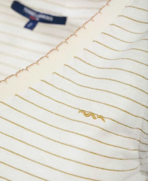 Débardeur Blanc Rayé Doré Femme -Vetements Simples Magasin prod 6814 debardeur raye xipho 666x812 fc7ea0111e0b