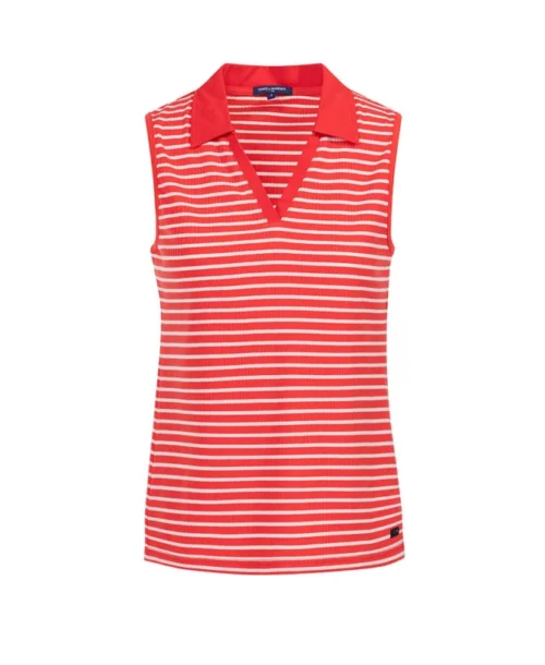 POLO SsM FOND ROUGE RAYE BLANC CADY Polo F FOND ROU