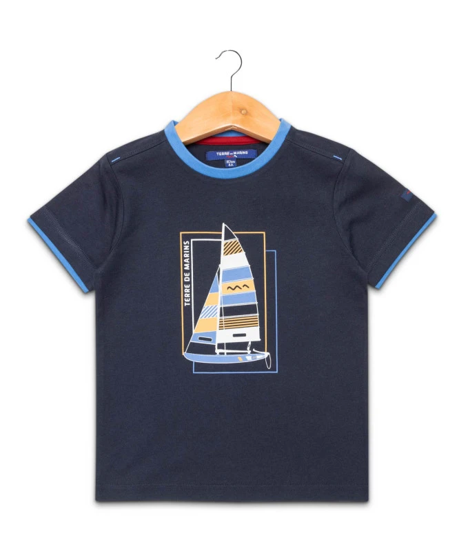 T-shirt Garçon Col Rond Bleu Marine 4 T-shirt Garçon Col Rond Bleu Marine – Image 2