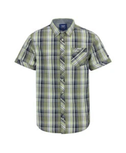 Chemise à Carreaux Manches Courtes Vert Olive Homme -Vetements Simples Magasin prod 7030 chemise chemisier mc carreaux vert olive ecaro 666x812 fc7ea0111e0b